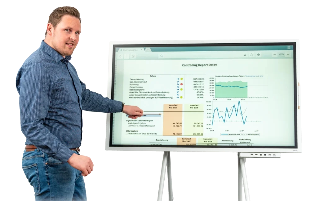 Dominic Mayinger erklärt einen Unternehmensreport
