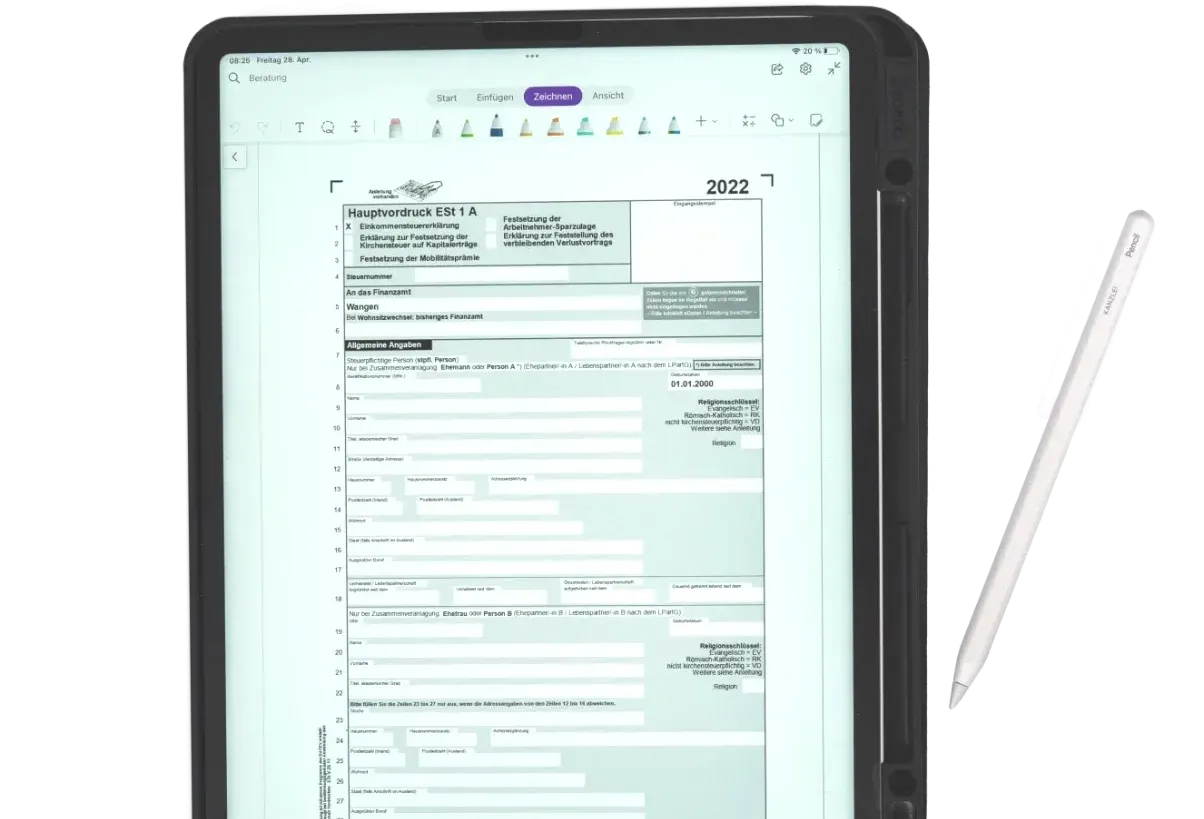 Einkommenssteuerformular