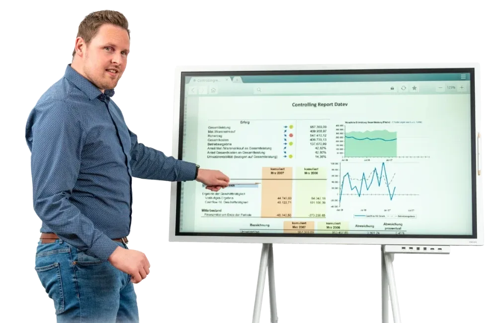 Dominic Mayinger erklärt einen Unternehmensreport